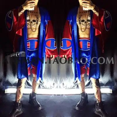 Red blue hip hop street fashion letter loose long kimono costume suit nightclub male female gogo bar dancer show DS clothing
Red blue hip hop street fashion letter loose long kimono costume suit nightclub male female gogo bar dancer show DS clothing