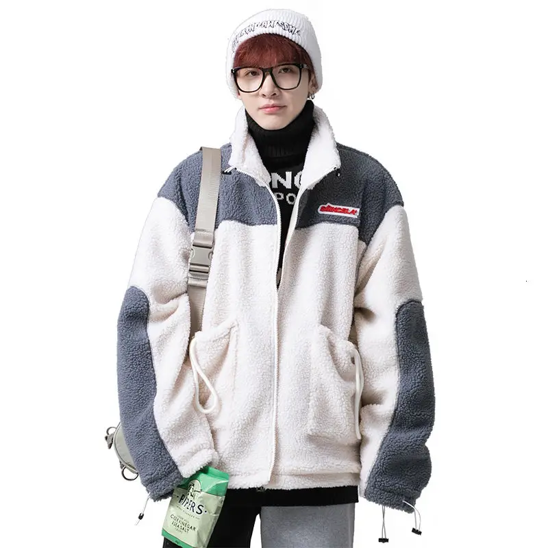 Winter Stitching Lamb Wool Coat Men's Thicken Warmth Large Pockets Stand Collar Zipper Loose Coat Male Clothes Oversize
Winter Stitching Lamb Wool Coat Men's Thicken Warmth Large Pockets Stand Collar Zipper Loose Coat Male Clothes Oversize