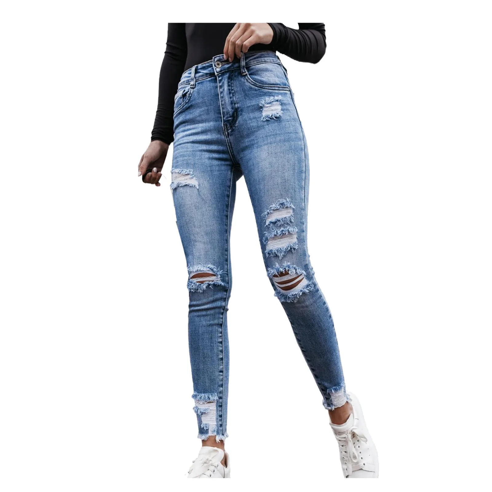 2021 Women Jeans Button High Waist Pocket Elastic Hole Jeans Elegant Stretch Trousers Slim Denim Pencil Pants Mujer
2021 Women Jeans Button High Waist Pocket Elastic Hole Jeans Elegant Stretch Trousers Slim Denim Pencil Pants Mujer