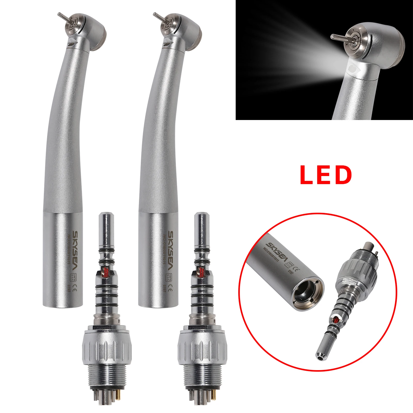 

KaVo Style Dental Fiber optic Handpiece 4 Water Spray Large Head Fit 4/6 Hole Quick Coupler Rotor Ceramic Bearing material