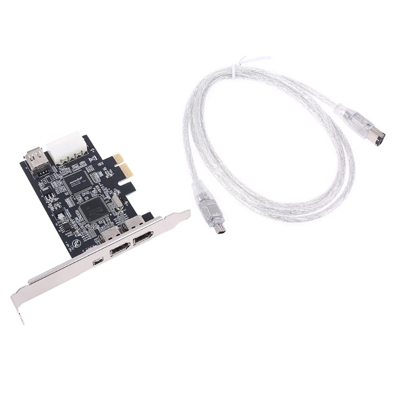 

PCIe 3 Ports Firewire Cable Expansion Card PCI Express 1394B & 1394A TI XIO2213B Chipset Adapter for Desktop PC