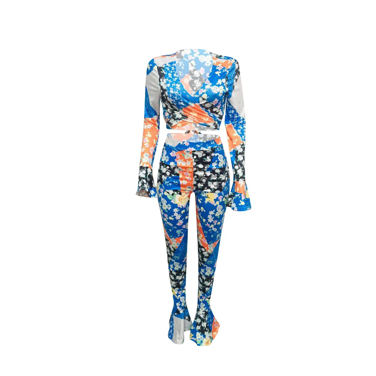 Floral Print Long Petal Sleeves V-Neck Tie Shirt & Trousers Summer Women Suit Hot Style Patchwork Two Piece Set
Floral Print Long Petal Sleeves V-Neck Tie Shirt & Trousers Summer Women Suit Hot Style Patchwork Two Piece Set