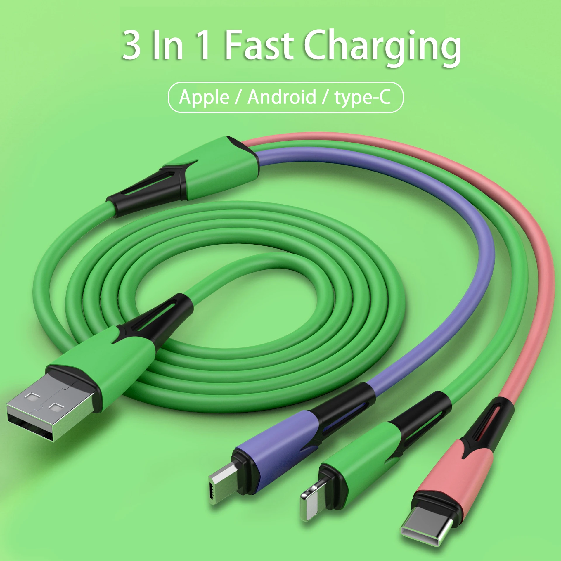3A 3 In 1 USB To Type-C/Micro USB/Android Cable For 12 XS X XR Charger Kable 0.3/1.2/1.8m Fast Charging Cord For
3A 3 In 1 USB To Type-C/Micro USB/Android Cable For 12 XS X XR Charger Kable 0.3/1.2/1.8m Fast Charging Cord For