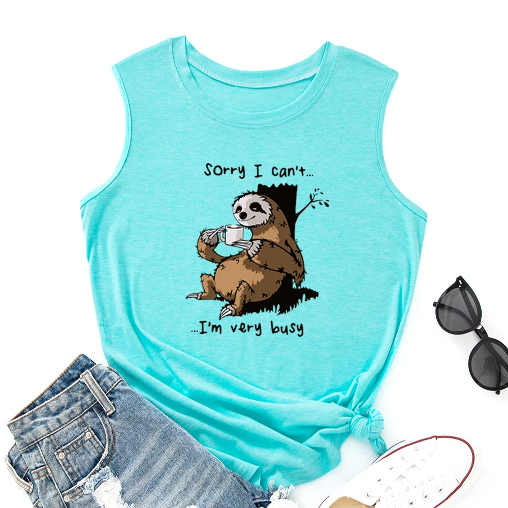 

Animal Sloth Tank Tops Funny Women Vest Tanks Top Summer Shirt Sleeveless T-Shirts Casual Muscle Fitness Tee Shirts Clothes