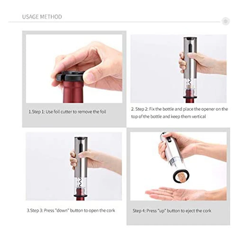 USB Charging Automatic Corkscrew Opener Puller with Foil Cutter for Wine Bottle Electric Wine Bottle Opener for Home Use
USB Charging Automatic Corkscrew Opener Puller with Foil Cutter for Wine Bottle Electric Wine Bottle Opener for Home Use
