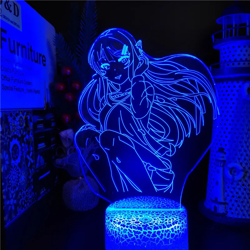Bunny Girl Mai Sakurajima LED Lamp 3D Illusion Lampara Anime Night Light Bedroom Decorative Bedside Light Table Lamp Manga Gifts
Bunny Girl Mai Sakurajima LED Lamp 3D Illusion Lampara Anime Night Light Bedroom Decorative Bedside Light Table Lamp Manga Gifts