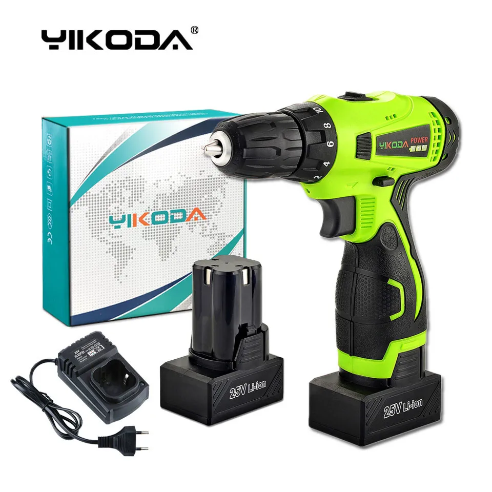 Аккумуляторная электрическая дрель YIKODA многофункциональный шуруповерт 25 в с