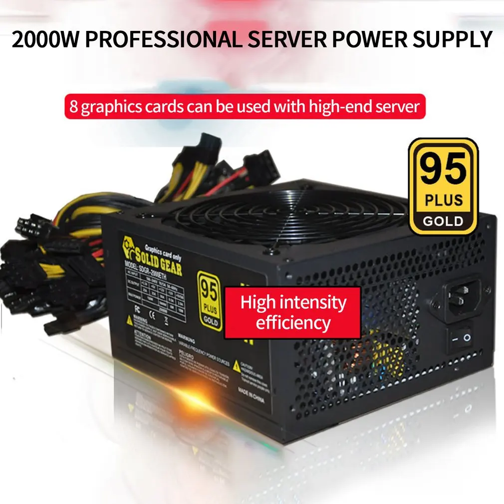 

2400 PC Power Supply 2400W ATX Gold Mining Power Supply SATA IDE 8 GPU for ETH BTC support multiple 12V PSU ASIC Bitcoin Miner