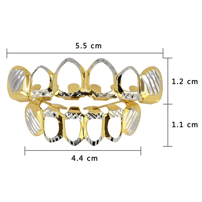 D-Cut Set Pure Gold Color Plated Top & Bottom Teeth 4 Open Hip Hop Grills Hollow Tooth Grill Sets
D-Cut Set Pure Gold Color Plated Top & Bottom Teeth 4 Open Hip Hop Grills Hollow Tooth Grill Sets