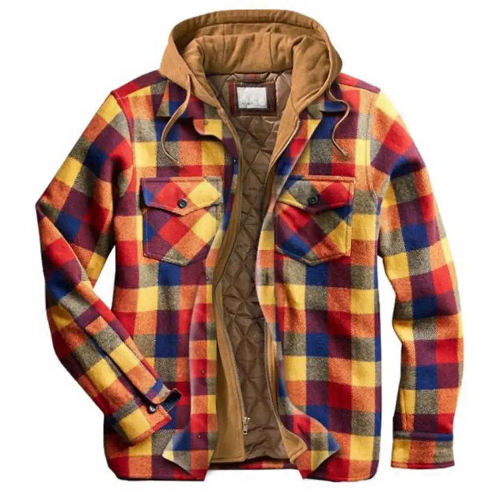 Men Coat Plaid Pattern Plus Size Autumn Winter Cotton Padded Drawstring Jacket for Daily Wear
Men Coat Plaid Pattern Plus Size Autumn Winter Cotton Padded Drawstring Jacket for Daily Wear