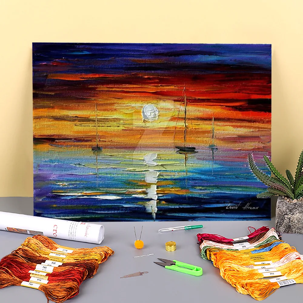 Oil Painting Style Sunrise Printed Canvas 11CT Cross-Stitch Full Kit DIY Embroidery DMC Threads Painting Promotions
Oil Painting Style Sunrise Printed Canvas 11CT Cross-Stitch Full Kit DIY Embroidery DMC Threads Painting Promotions