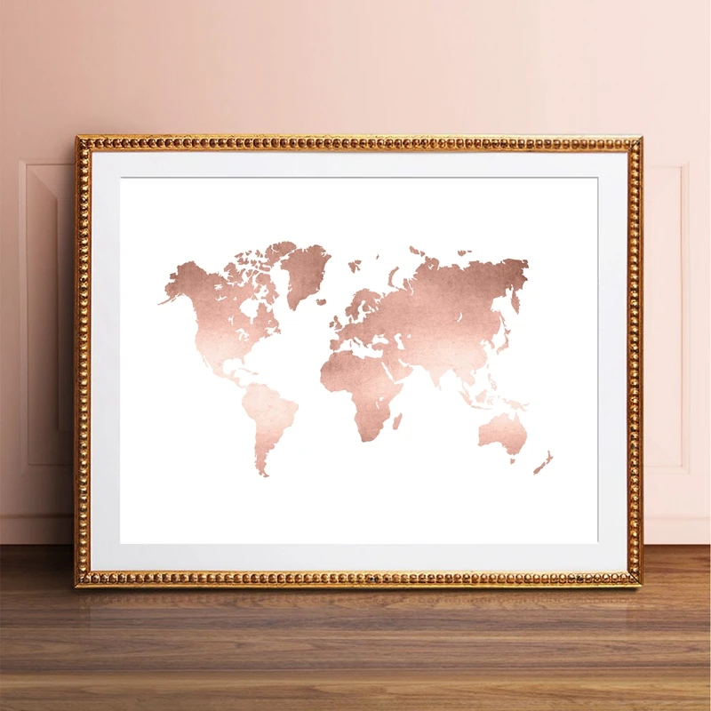 Rose Gold World Map Print Office Decor Modern Minimalism for Living Room Home Wall Art Picture World Map Poster Canvas Painting
Rose Gold World Map Print Office Decor Modern Minimalism for Living Room Home Wall Art Picture World Map Poster Canvas Painting