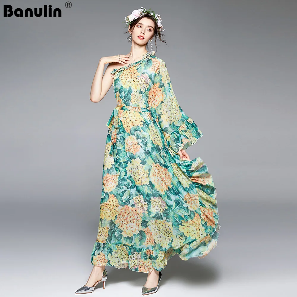 2021 Summer Women Off Shoulder Ruffles Loose Chiffon Dress Runway Flare Sleeve Floral Print Elegant Boho Long Dress N61888
2021 Summer Women Off Shoulder Ruffles Loose Chiffon Dress Runway Flare Sleeve Floral Print Elegant Boho Long Dress N61888