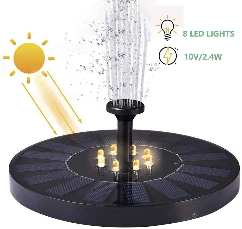 2.4W Ground Solar Fountain Pump Waterproof LED Solar Panel With Submersible Pump For Bird Bath Garden Decoration Fountain
2.4W Ground Solar Fountain Pump Waterproof LED Solar Panel With Submersible Pump For Bird Bath Garden Decoration Fountain