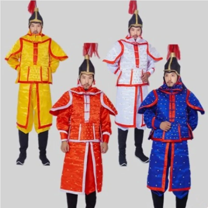 

Qing Dynasty Armor Warrior Guarder Costume For Men Chinese Ancient Royal Clothing Movie Tv Genaral Officer Play