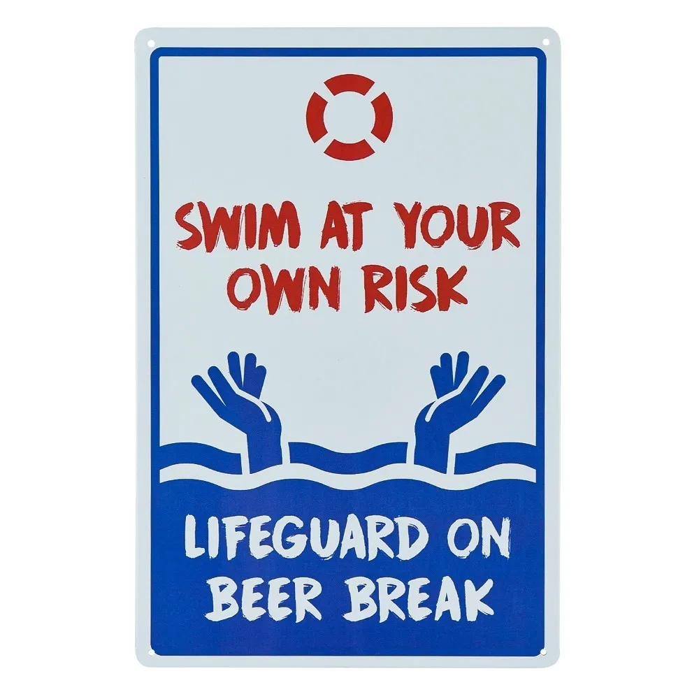 Pool Sign - No Lifeguard On Duty Swim at Your Own Risk Sign 12 x 10 Red, Blue on White Rust Free metal Sign
Pool Sign - No Lifeguard On Duty Swim at Your Own Risk Sign 12 x 10 Red, Blue on White Rust Free metal Sign