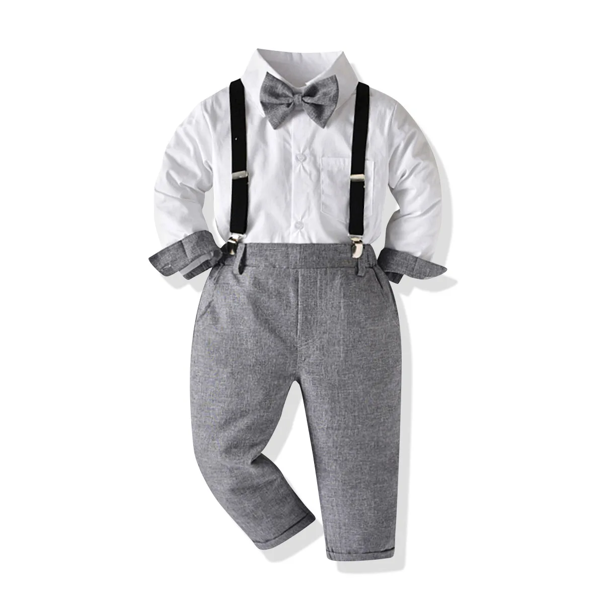 2-6 Years Long Sleeve Clothing Boys' Set Infants Toddler Kids Patchwork Shirt + Solid Gray Pants With Strap Formal Outfits
2-6 Years Long Sleeve Clothing Boys' Set Infants Toddler Kids Patchwork Shirt + Solid Gray Pants With Strap Formal Outfits