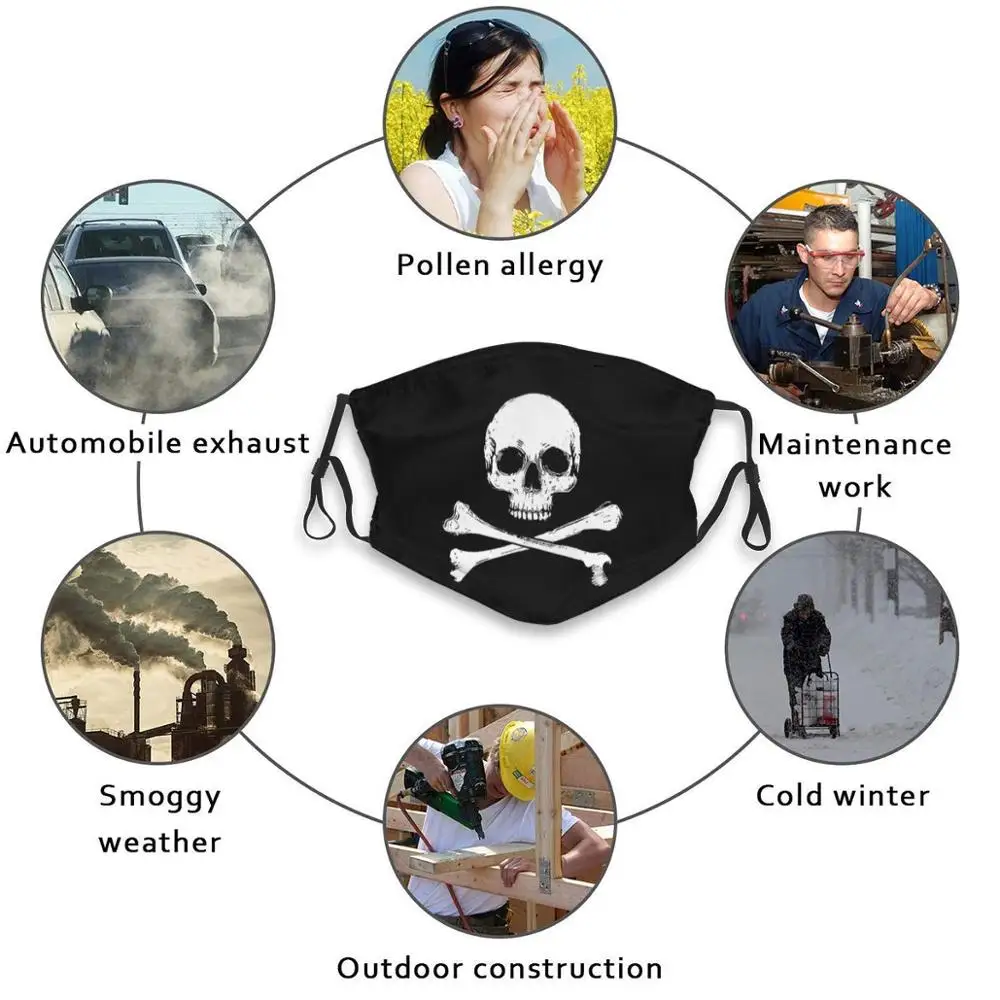 Jolly Roger - Skull And Bones Reusable Mouth Face Mask Anti Haze Dustproof Mask With Filters For Child Adult Face Mask Mask Be 
Jolly Roger - Skull And Bones Reusable Mouth Face Mask Anti Haze Dustproof Mask With Filters For Child Adult Face Mask Mask Be