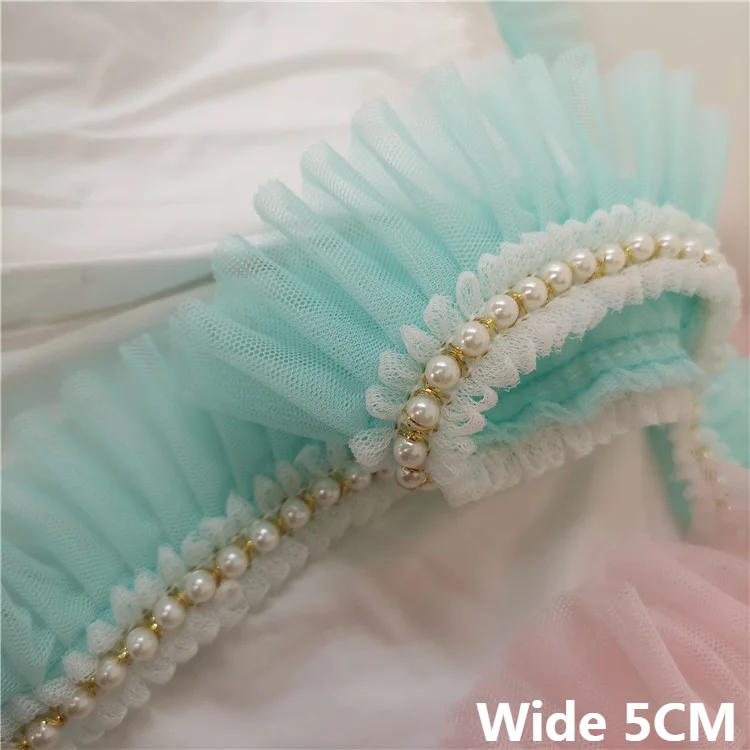 5CM Wide Luxury Tulle Mesh Pleated Fabirc Guipure Ribbon Beaded Fringe Lace Edging Trim Wedding Dresses Curtain Sewing Supplies
5CM Wide Luxury Tulle Mesh Pleated Fabirc Guipure Ribbon Beaded Fringe Lace Edging Trim Wedding Dresses Curtain Sewing Supplies