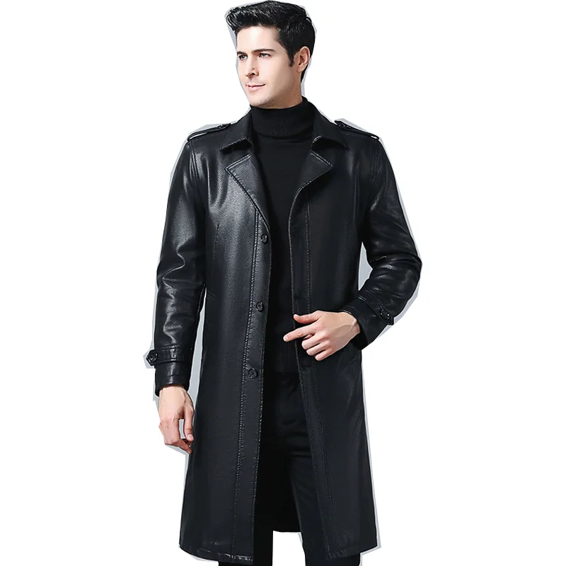 Men's windbreaker leather jacket business casual buttoned leather jacket long black brown 2020 new
Men's windbreaker leather jacket business casual buttoned leather jacket long black brown 2020 new
