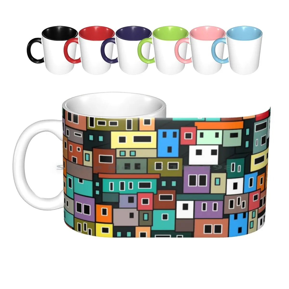 

Керамические кружки Urban Favela, кофейные чашки, Кружка для молока и чая, уличные кружки с рисунком, красивый цвет, креативные трендовые винтажны...