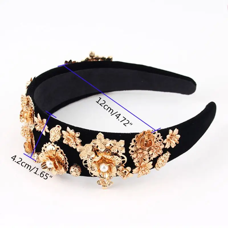 

Female Ethnic Style Hair Bundle Women Wide-brimmed Artificial Pearl Hair Band