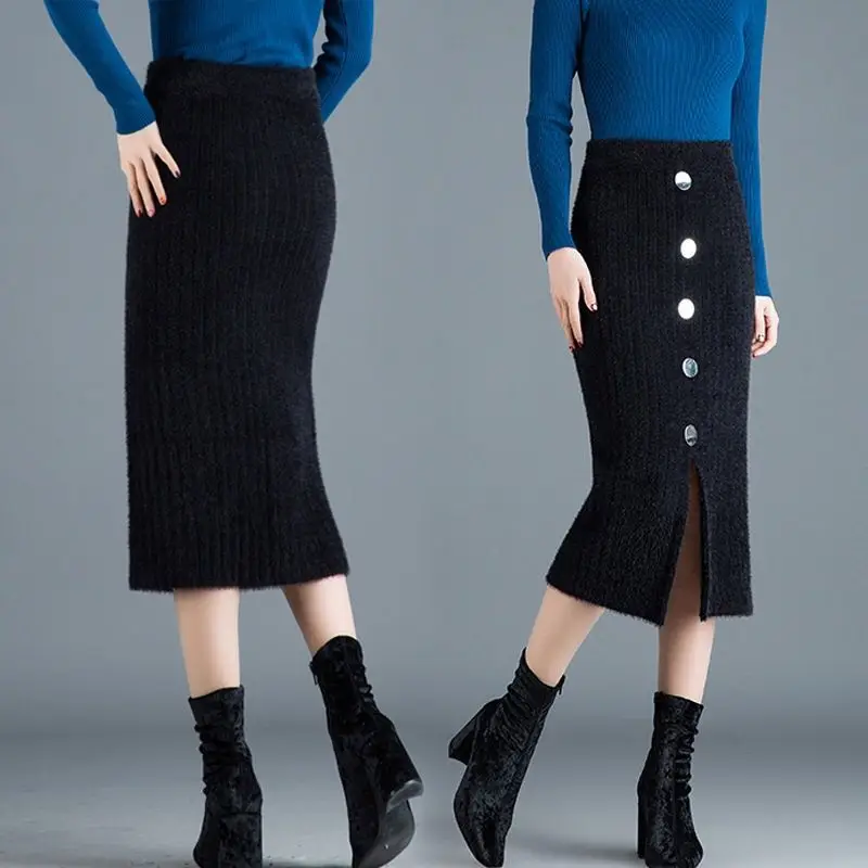 2022 Spring Autumnr Basic Knit Skirt Korean Chic Split Slim Black Skirt Elastic Waist Solid Color Women's Skirts Casual Y85
2022 Spring Autumnr Basic Knit Skirt Korean Chic Split Slim Black Skirt Elastic Waist Solid Color Women's Skirts Casual Y85