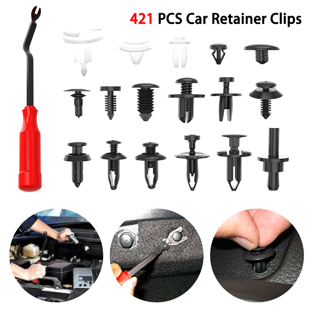 421pcs Auto Fastener Clip Mixed Car Body Push Car Clips Body Push Retainer Pin Rivet Bumper Door Trim Panel Retainer Kit Tool
421pcs Auto Fastener Clip Mixed Car Body Push Car Clips Body Push Retainer Pin Rivet Bumper Door Trim Panel Retainer Kit Tool