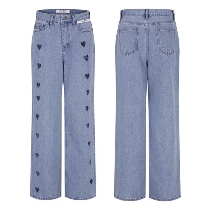 KIMHEKIM 21SS Summer New Products Love Wide-legged High-waisted Straight Jeans Women Straight Love Denim Pants
KIMHEKIM 21SS Summer New Products Love Wide-legged High-waisted Straight Jeans Women Straight Love Denim Pants