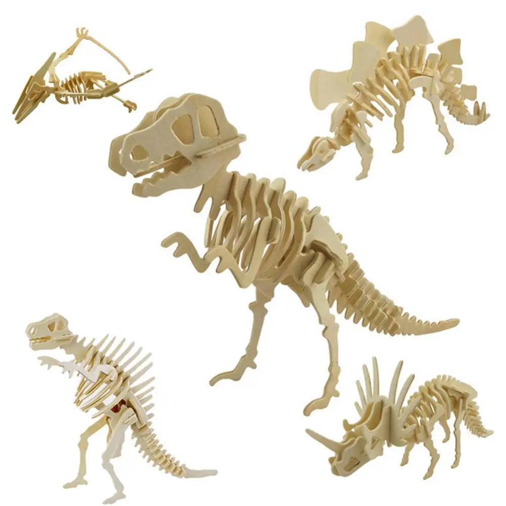

3D симуляция динозавра головоломка игрушки Сделай Сам забавная модель скелета деревянная развивающая интеллектуальная интерактивная игру...