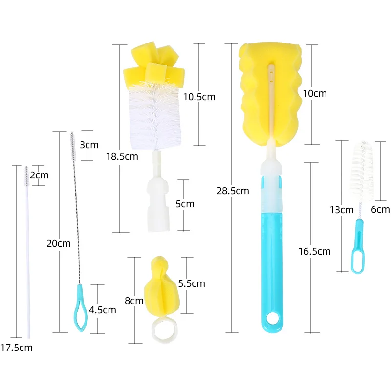 6Pcs Baby Bottle Brush Set Baby Nipple 360-degree Rotating Clean Sponge Spout Cup Brush Kit Bottle Clean Tool
6Pcs Baby Bottle Brush Set Baby Nipple 360-degree Rotating Clean Sponge Spout Cup Brush Kit Bottle Clean Tool