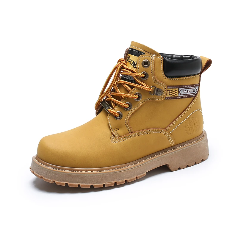 

Men's Women's Work Leather Autumn And Winter Warm High Top CAT Shoes Ox Tendon Soled Couple Rhubarb Lovers Men's Martin Boots