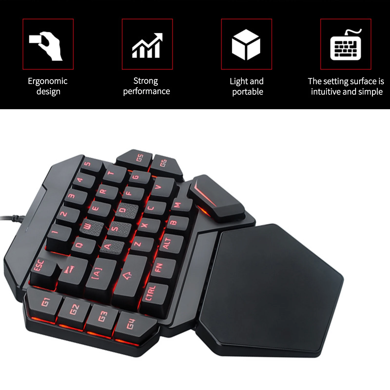 K50 Keypad Single Handed Game Keyboard One Hand Ergonomic Gaming Keypad For PUBG PC Laptop Xbox Gamer
K50 Keypad Single Handed Game Keyboard One Hand Ergonomic Gaming Keypad For PUBG PC Laptop Xbox Gamer