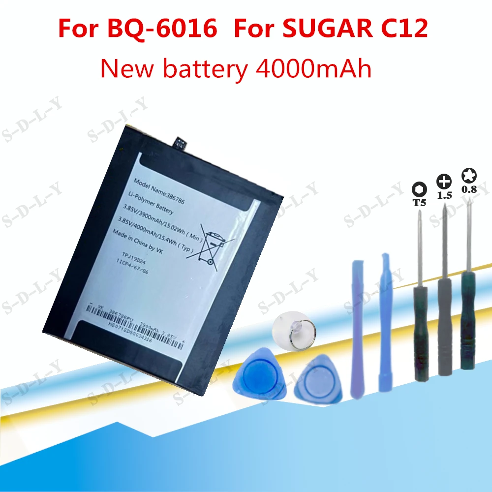

3.85V 4000mAh 386786 replacement For BQ-6016 For SUGAR C12 / BQ-6016 rechargeable high quality polymer li-ion battery+Tools