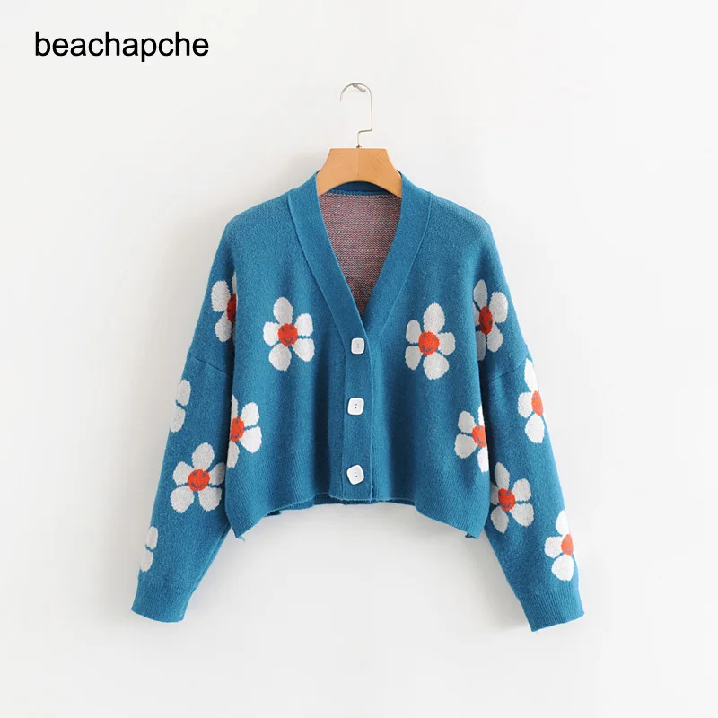 beachapche Elegant Floral Knitted Cardigan V-neck Sweater Coat Flowers Printed Casual Streetwear Single-breasted Crop Tops
beachapche Elegant Floral Knitted Cardigan V-neck Sweater Coat Flowers Printed Casual Streetwear Single-breasted Crop Tops