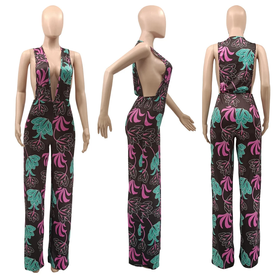 sexy Sleeveless V Neck Jumpsuit Elegant Summer Overalls Vintage Floral Printed Jumpsuit
sexy Sleeveless V Neck Jumpsuit Elegant Summer Overalls Vintage Floral Printed Jumpsuit