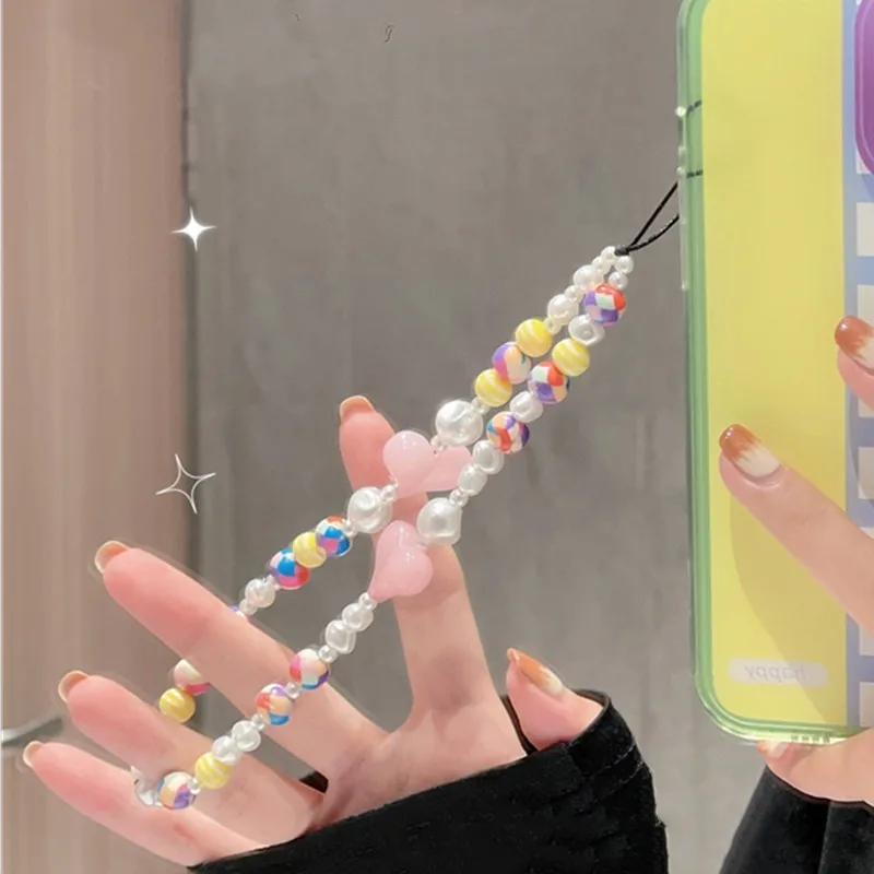 INS Fashion Imitation Pearl Acrylic Pink Love Heart Mobile Phone Rope for Women Hip Hop Soft Ceramic Beads Mobile Phone Chain
INS Fashion Imitation Pearl Acrylic Pink Love Heart Mobile Phone Rope for Women Hip Hop Soft Ceramic Beads Mobile Phone Chain