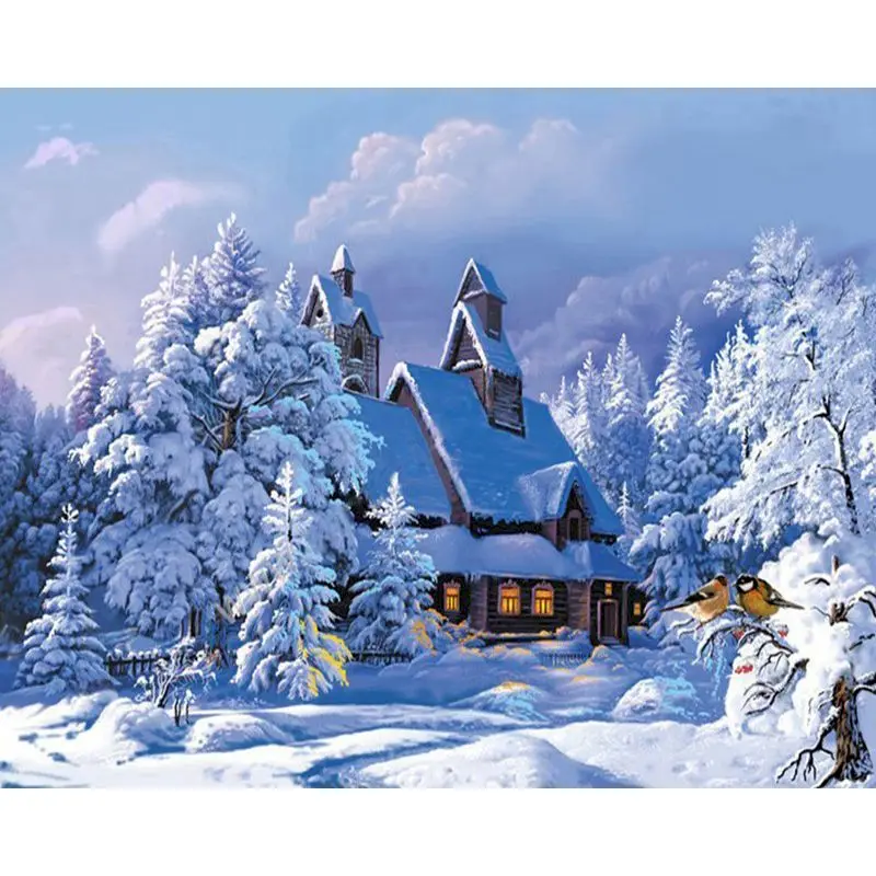 

Village Snow Scene Oil Diy Painting By Numbers Landscape Coloring Picture By Number Modern Wall Art Canvas Paint Gift Home Decor
