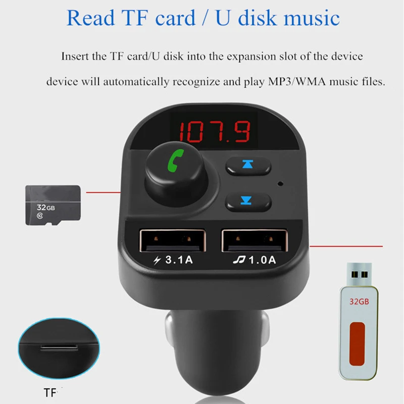 Double USB Car Charger Car Wireless Bluetooth MP3 Player FM Transmitter Receiver Handsfree Call Support TF
Double USB Car Charger Car Wireless Bluetooth MP3 Player FM Transmitter Receiver Handsfree Call Support TF