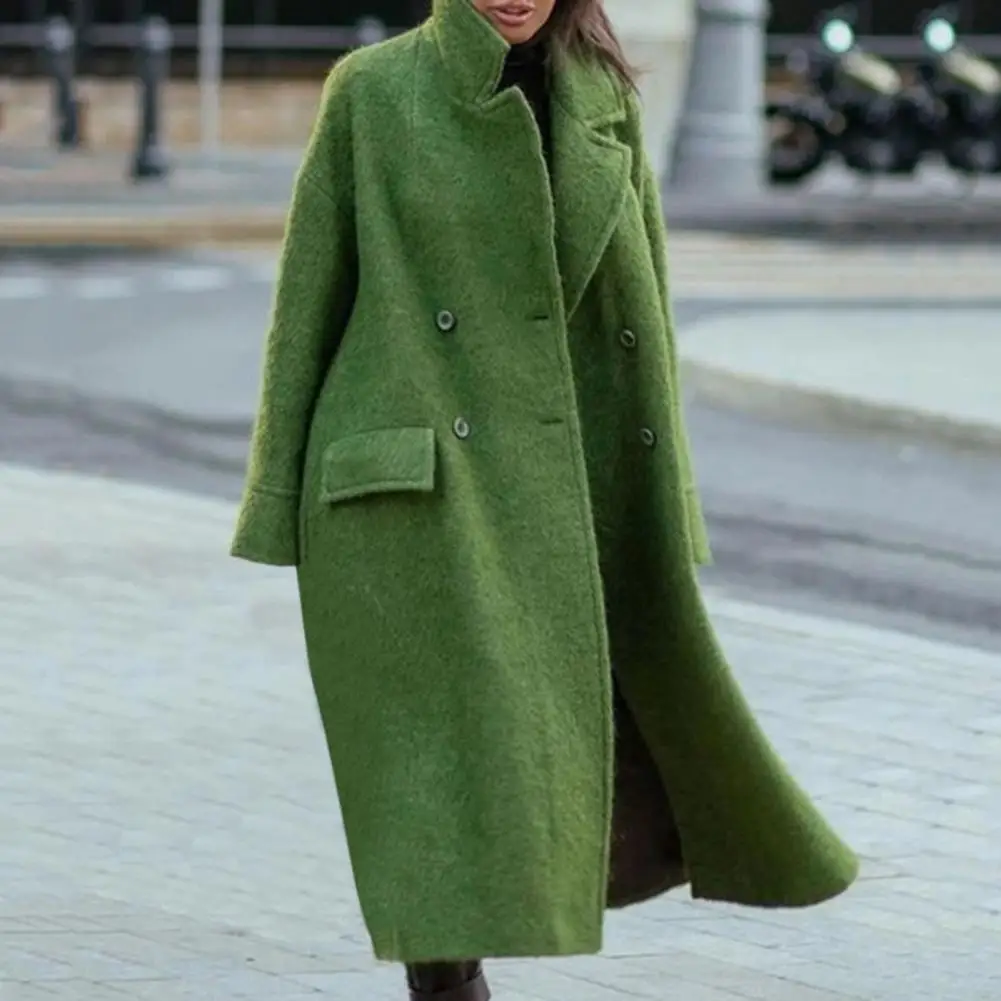 Women's coat Long Sleeve Double Breasted Coat temperament Autumn Winter Lapel Flap Pockets Long Warm Woolen Coat Outerwear
Women's coat Long Sleeve Double Breasted Coat temperament Autumn Winter Lapel Flap Pockets Long Warm Woolen Coat Outerwear
