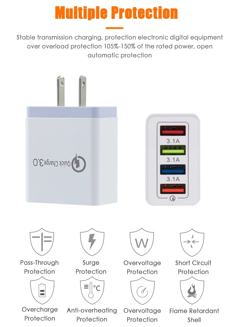 Зарядное устройство для мобильного телефона с 4usb-портами 5 В 3 А |