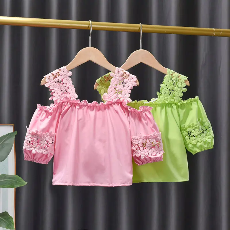 Kids Girls Lace Stitching Blouses Pink Green 2021 Children Princess Strapless Blouses Shirts Korean Style Casual Summer Tops
Kids Girls Lace Stitching Blouses Pink Green 2021 Children Princess Strapless Blouses Shirts Korean Style Casual Summer Tops