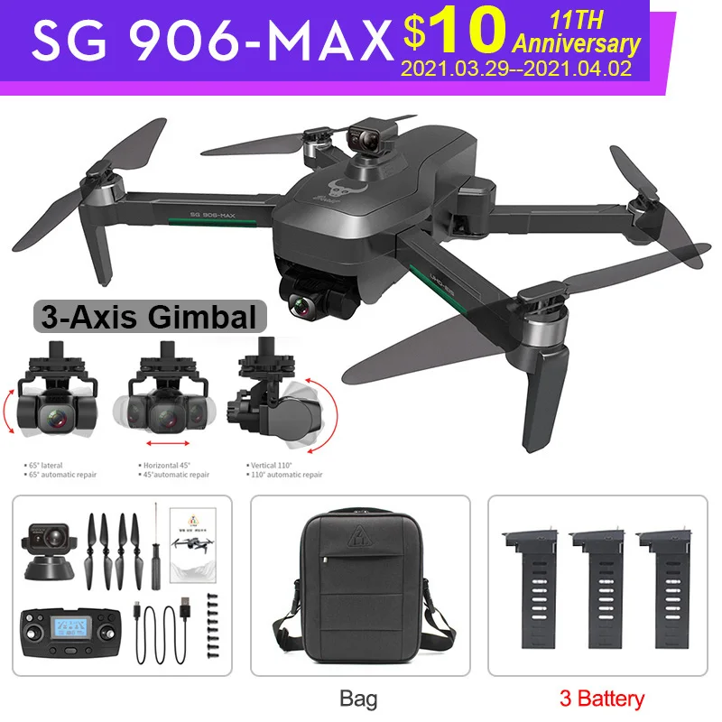 SG906 Max PRO 2 4K Quadcopter FPV 5G GPS Drone With Camera 3-Axis Gimbal Brushless HD Dron RC Helicopter 1200M 26min Flight Time
SG906 Max PRO 2 4K Quadcopter FPV 5G GPS Drone With Camera 3-Axis Gimbal Brushless HD Dron RC Helicopter 1200M 26min Flight Time
