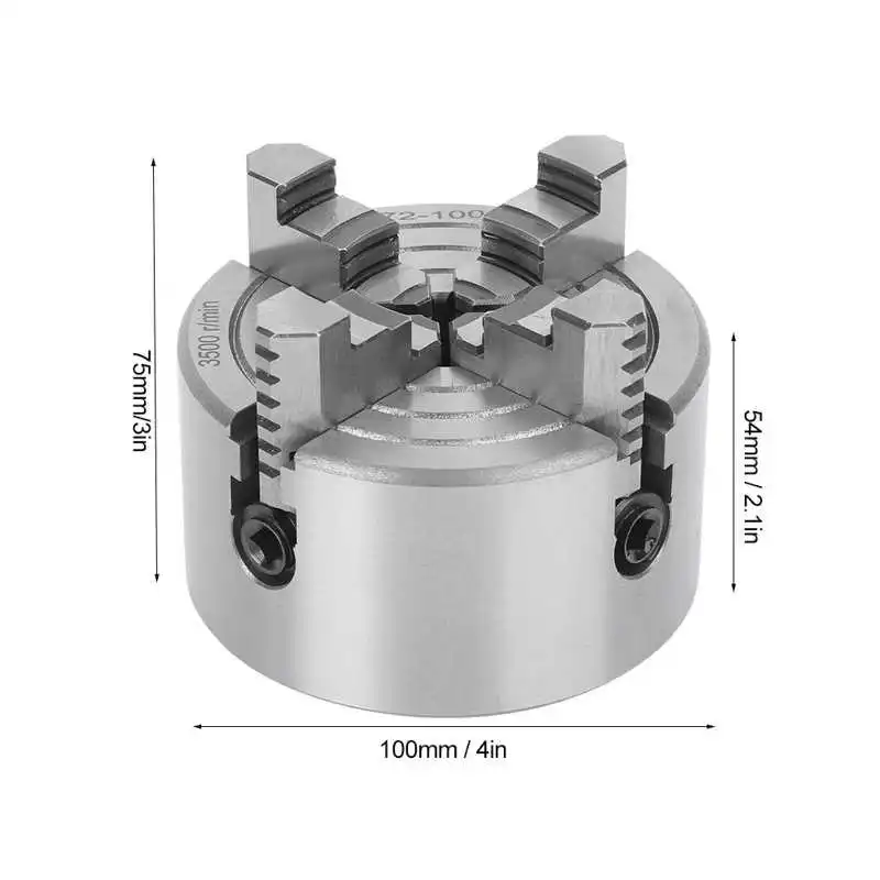 4 Jaw Chuck Independent Lathe Chuck Strong Clamping Force Workholding Tool 100mm 3500r/min milling collet chuck
4 Jaw Chuck Independent Lathe Chuck Strong Clamping Force Workholding Tool 100mm 3500r/min milling collet chuck