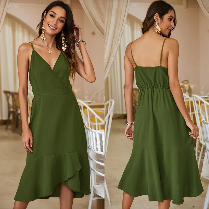 Summer Women Strap Sexy Sundress Backless Club Ruffles Deep V-Neck Sleeveless A-Line High Waist Solid Lady Dresses
Summer Women Strap Sexy Sundress Backless Club Ruffles Deep V-Neck Sleeveless A-Line High Waist Solid Lady Dresses
