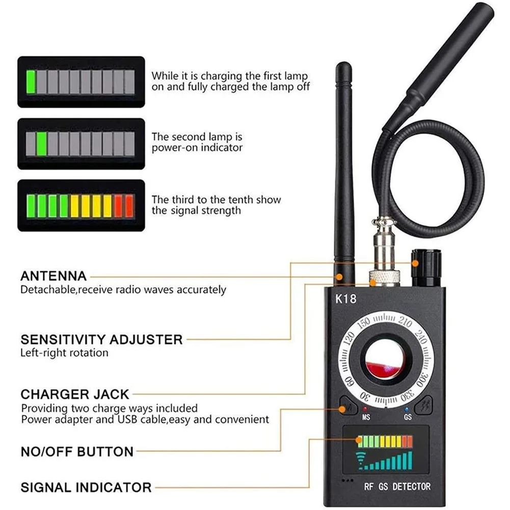 Multi-Function Anti Detector Bug Detector Signal Camera Detector BUG Anti Spy Detector RF Tracker GPS Locator Wireless Device
Multi-Function Anti Detector Bug Detector Signal Camera Detector BUG Anti Spy Detector RF Tracker GPS Locator Wireless Device