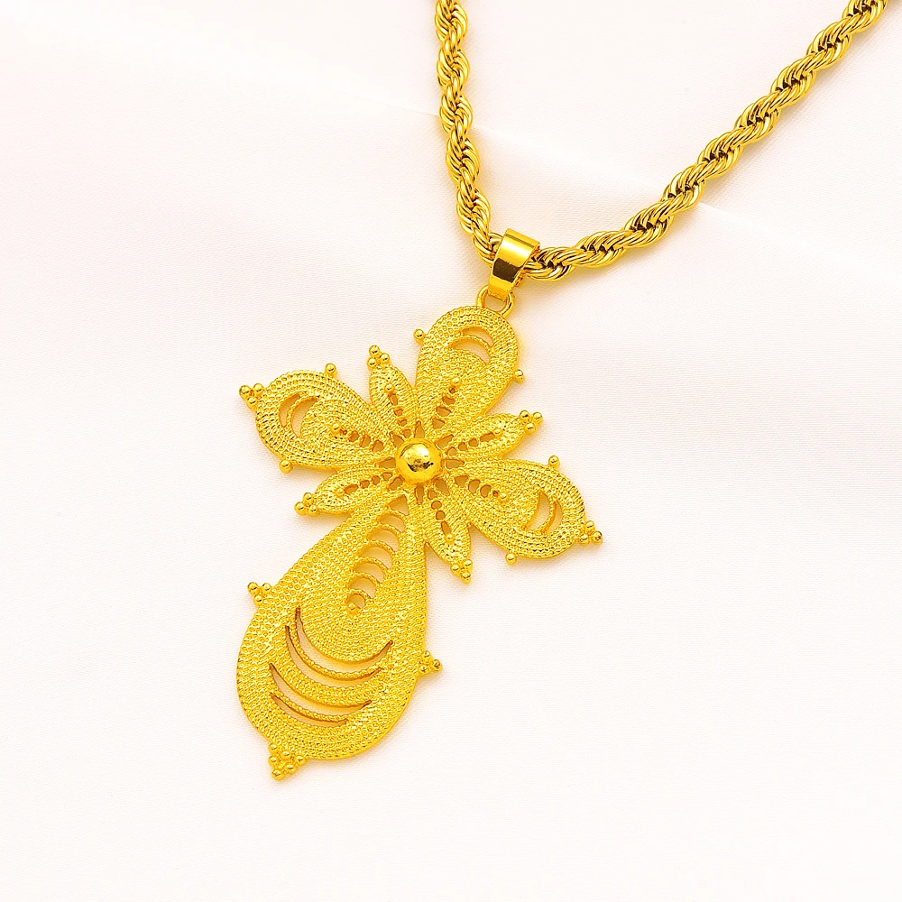 Exaggerate Ethiopian Gold Color Cross Pendant Necklace For Women Elegant Vintage Arab Africa Jewelry Wedding Gifts
Exaggerate Ethiopian Gold Color Cross Pendant Necklace For Women Elegant Vintage Arab Africa Jewelry Wedding Gifts