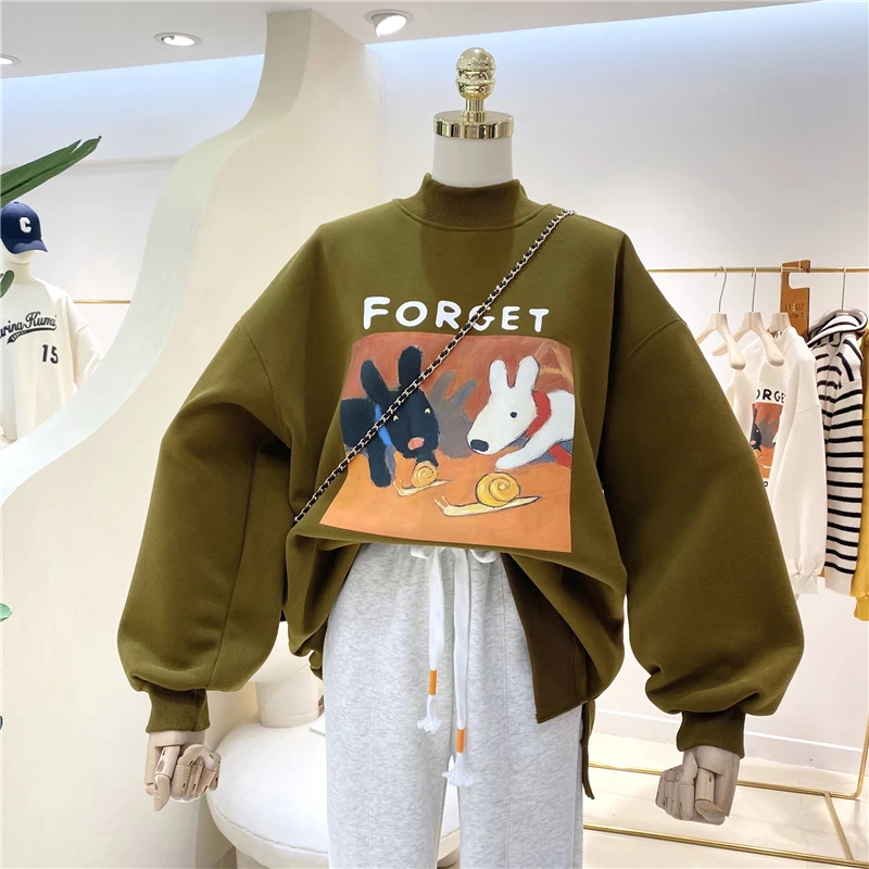 Fashion Women Graphic Fleece Sweatshirt Half High Collar Ultra Soft Thicken Flocking Cotton Oversized Pullovers Coats Large Size
Fashion Women Graphic Fleece Sweatshirt Half High Collar Ultra Soft Thicken Flocking Cotton Oversized Pullovers Coats Large Size