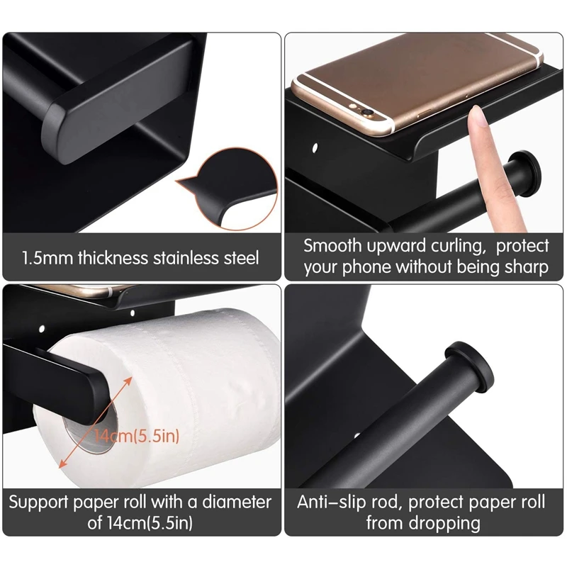 Toilet Paper Holder WithTowel Robe Hooks, Adhesive or Screw Wall Mounted Toilet Paper Roll Holder,Bathroom Hardware Set
Toilet Paper Holder WithTowel Robe Hooks, Adhesive or Screw Wall Mounted Toilet Paper Roll Holder,Bathroom Hardware Set