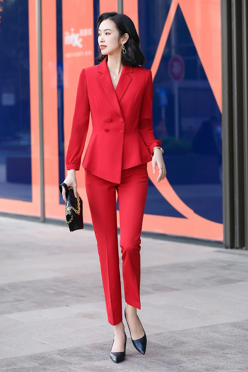 Formal Uniform Designs Pantsuits with Pants and Jackets Coat OL Styles Professional Business Work Wear Blazers Set Pants Suits
Formal Uniform Designs Pantsuits with Pants and Jackets Coat OL Styles Professional Business Work Wear Blazers Set Pants Suits